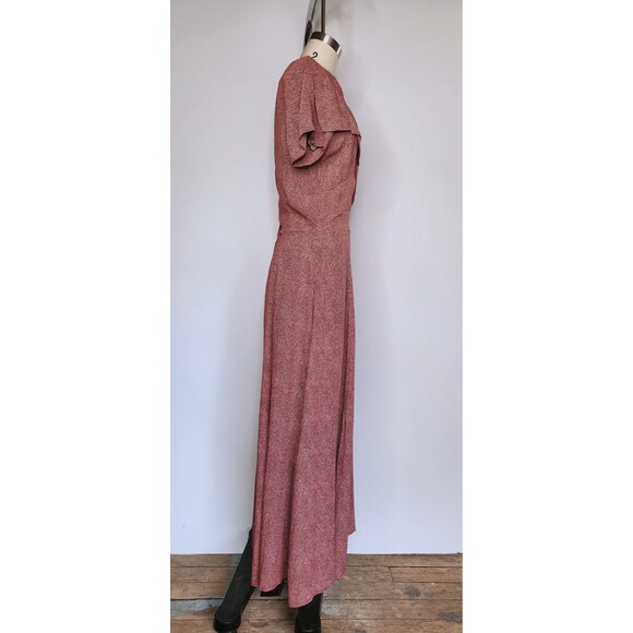90s does 40s Maxi Dress - Polka Dot Print Dress Long Slits Dress Front & Back XS - Picture 7 of 10